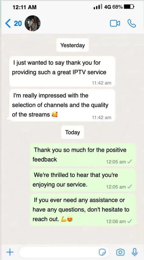 Titan IPTV customer review on WhatsApp 9