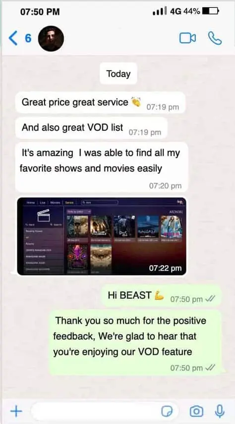 Titan IPTV customer review on WhatsApp 6